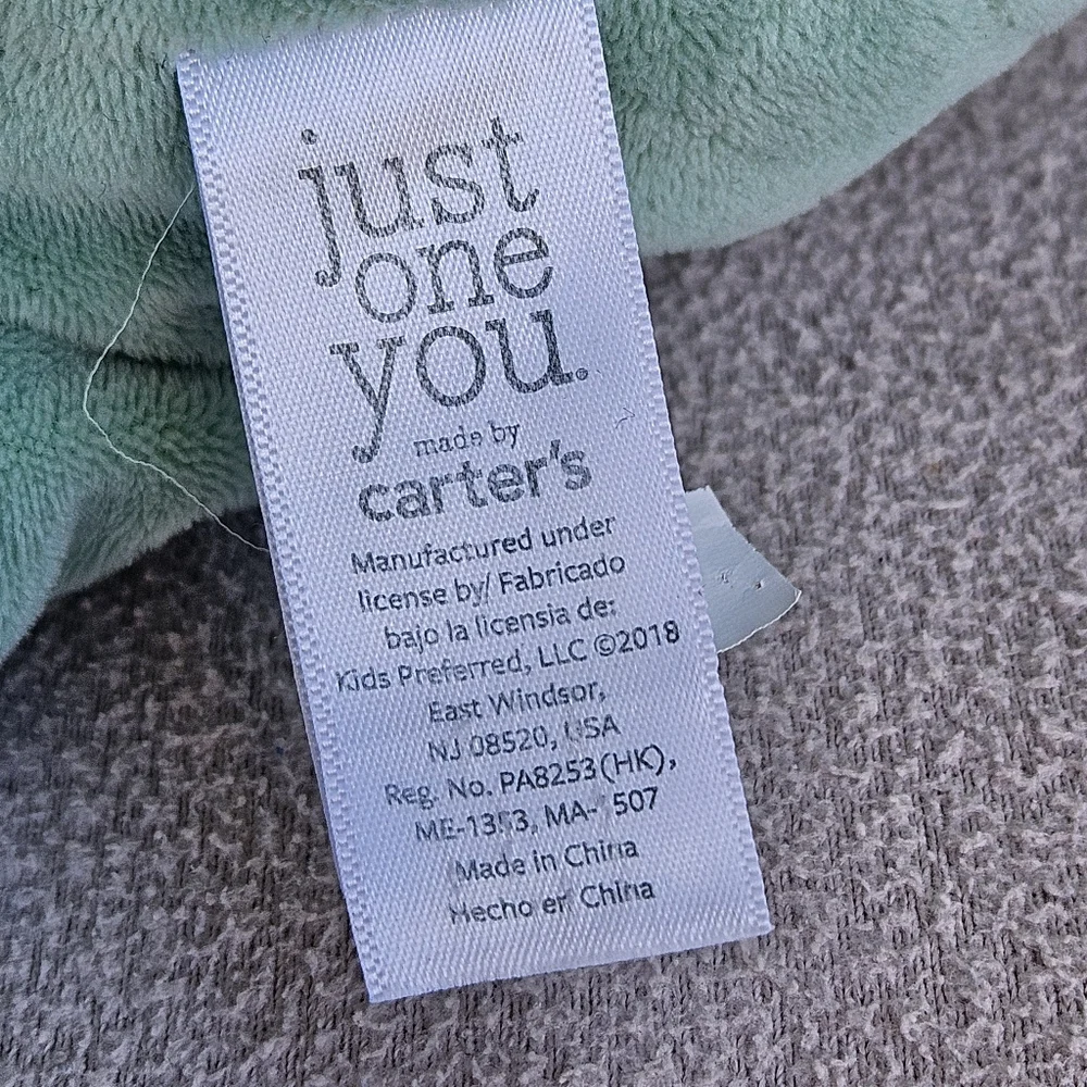 Carters Just One You Green Dinosaur Plush Rattle 8